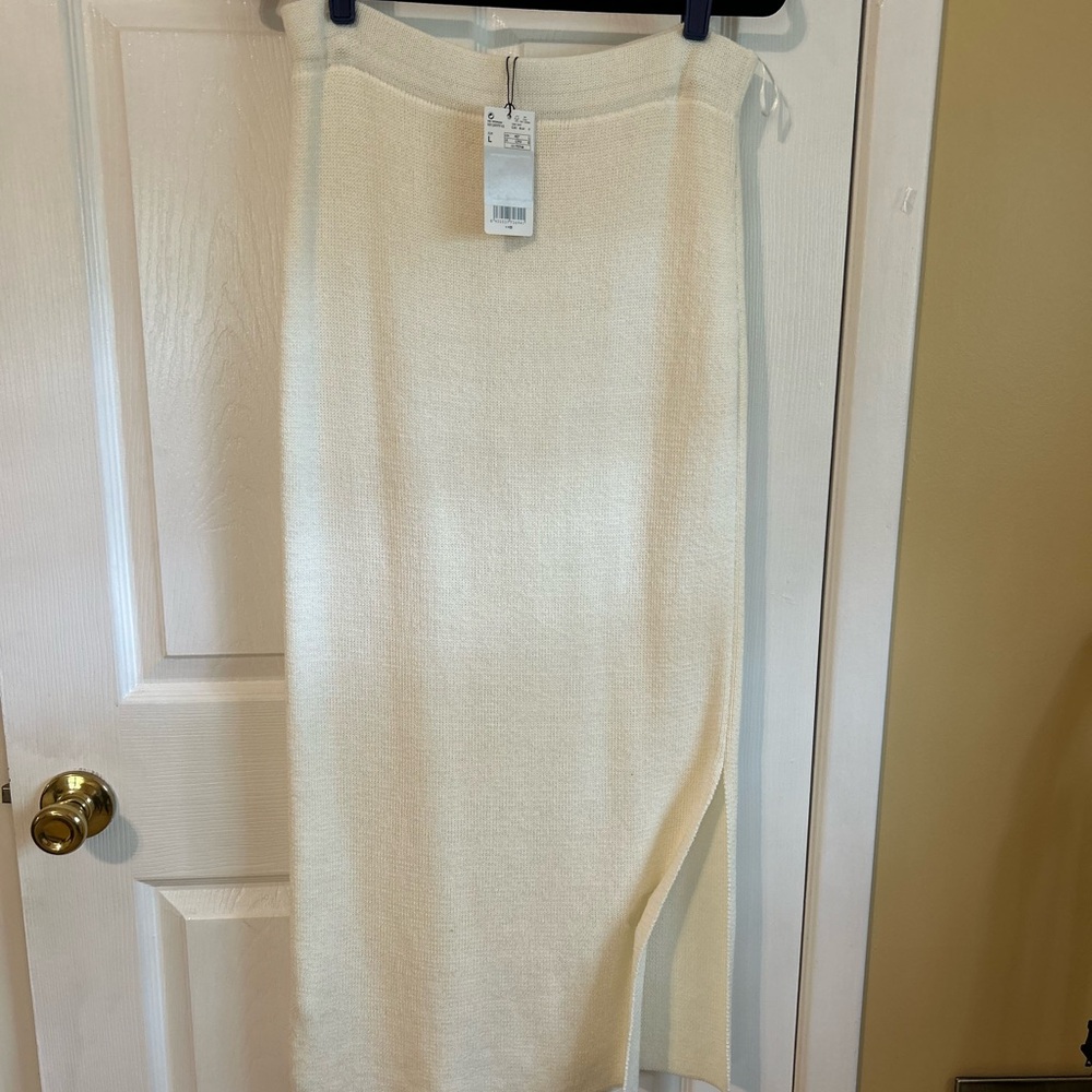 Mango Cream Maxi Pencil Skirt with Slit